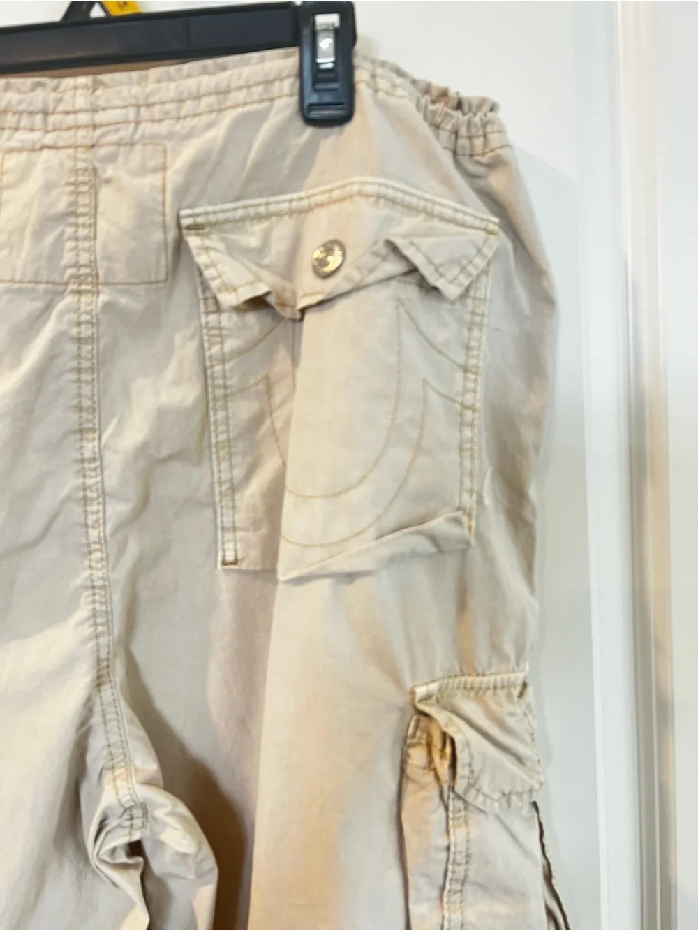 True Religion Men's Cargo Pants in Beige - Lightweight Casual Workwear